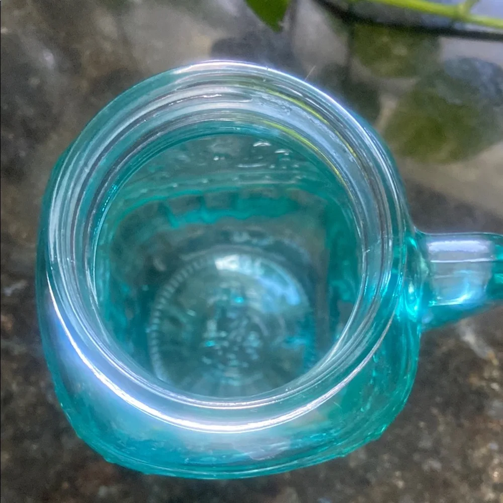 The Pioneer Woman Teal Glass Mason-Style Drinking Jar with Handle